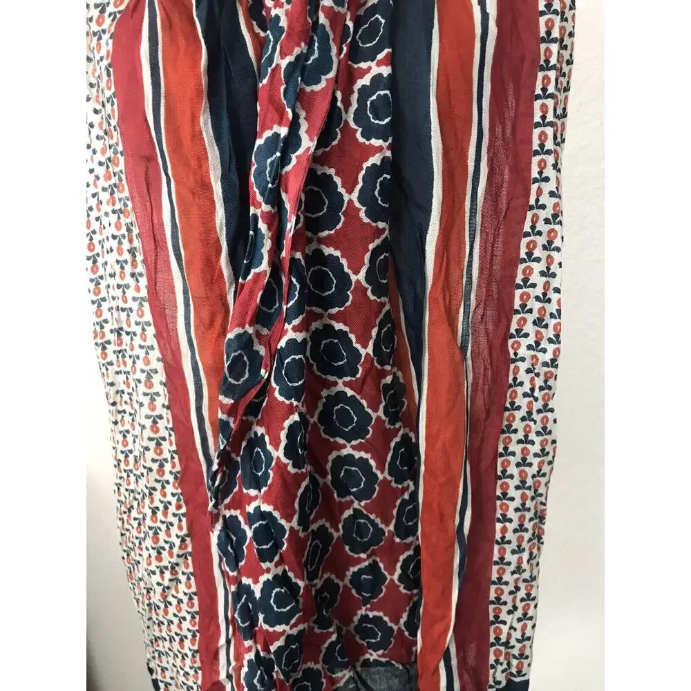 Coldwater Creek Scarf Women Sz OS Multicolor Print‎ Floral Graphic Raw Hem NWT